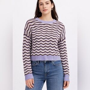 Hollister Purple Brown Wavy Stripe Sweater Boho Womens Medium